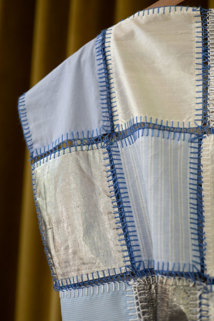 Held By A Thread Block Top in Cotton and Vintage Silk Lamé