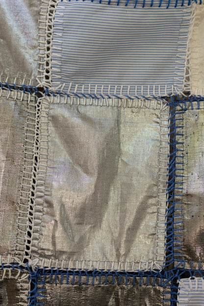 Held By A Thread Block Top in Cotton and Vintage Silk Lamé