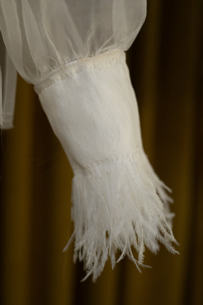 Icarus Gathered-Sleeve Classic Shirt in Silk Organza