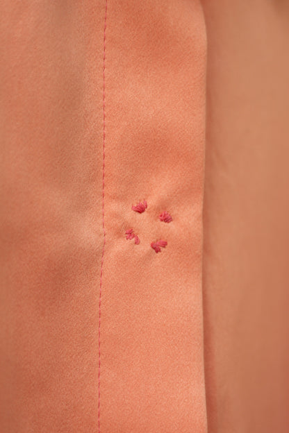 Rosy Maple Gathered-Sleeve  Classic Shirt in Silk Habotai