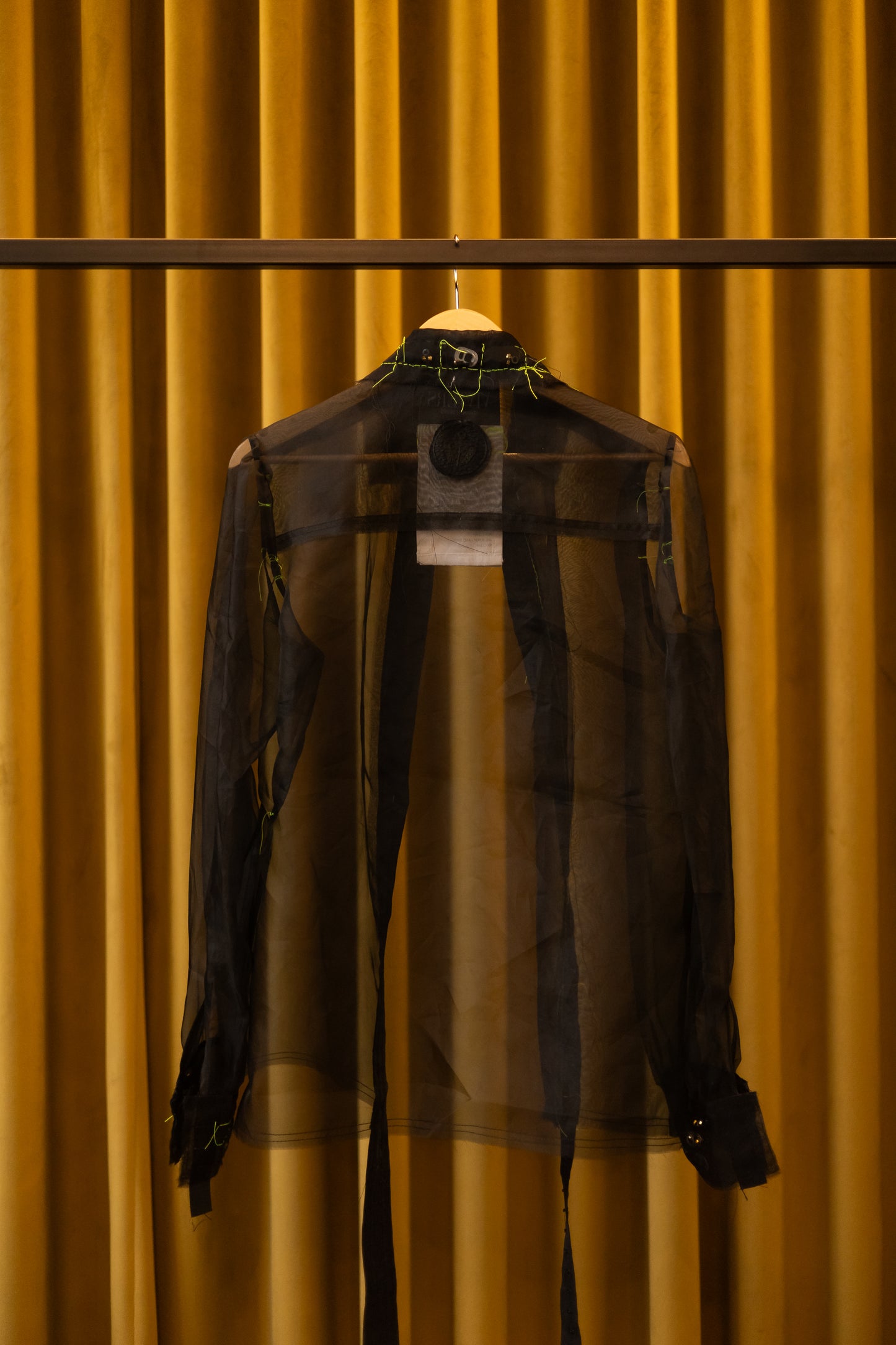 Lillith Gathered-Sleeve Classic Shirt in Silk Organza
