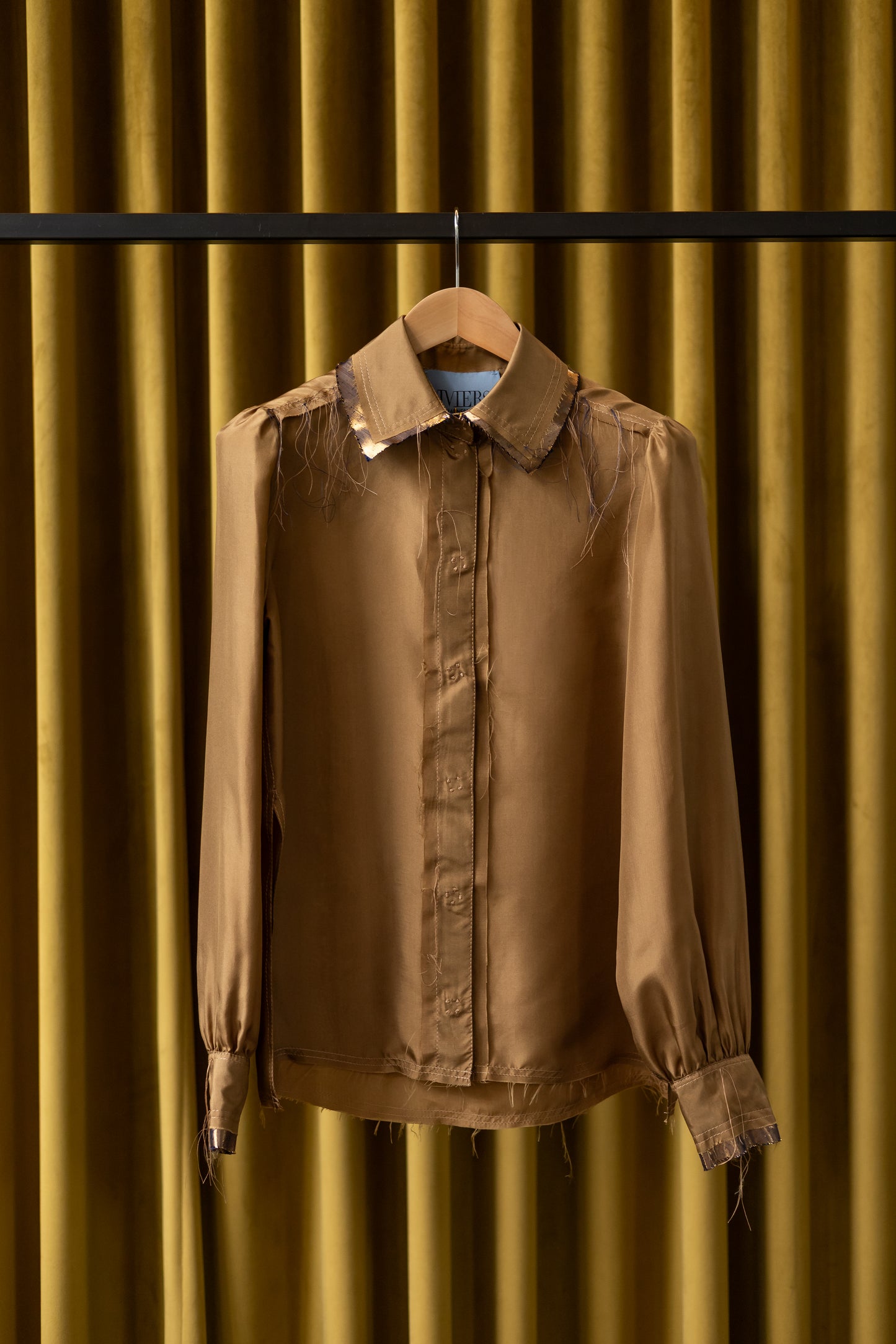 Terra Gathered-Sleeve Classic Shirt in Silk Organza
