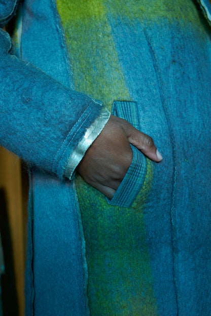 Earl Grey Matcha Double Breasted Jacket in Boiled Wool