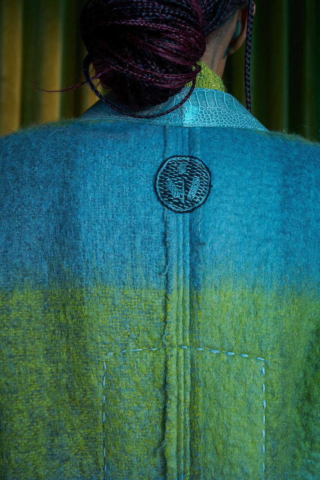 Earl Grey Matcha Double Breasted Jacket in Boiled Wool