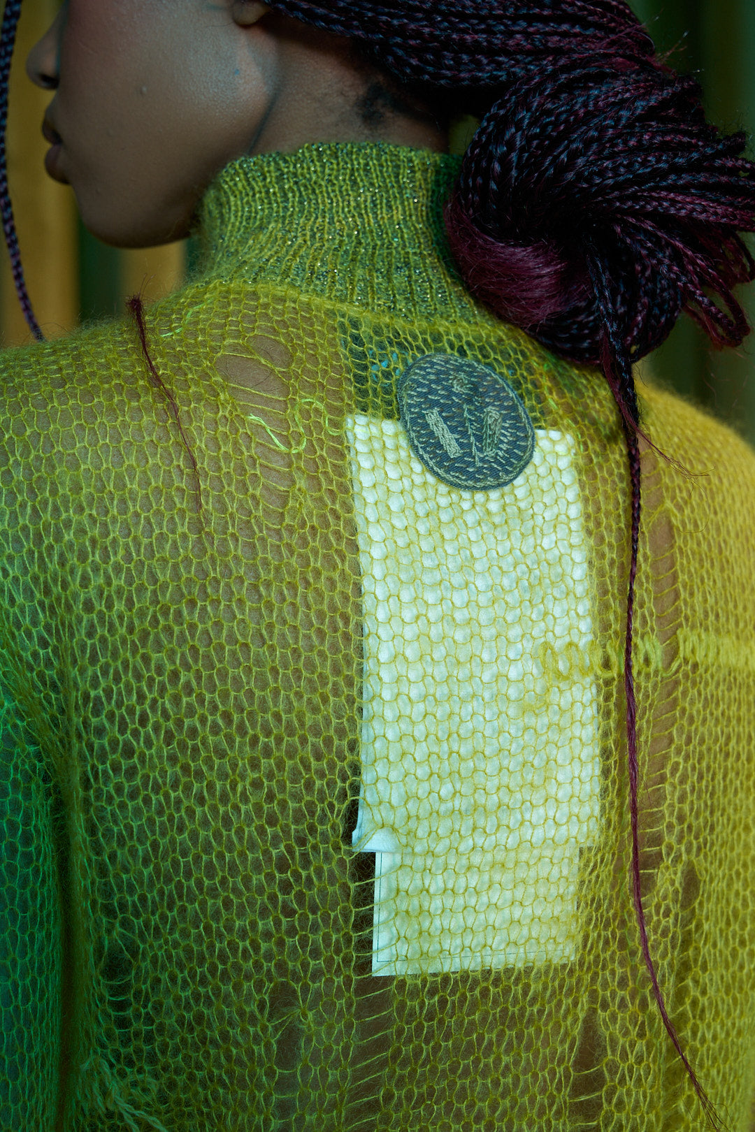 Chartruese Artisanal Silk Mohair Turtleneck Top