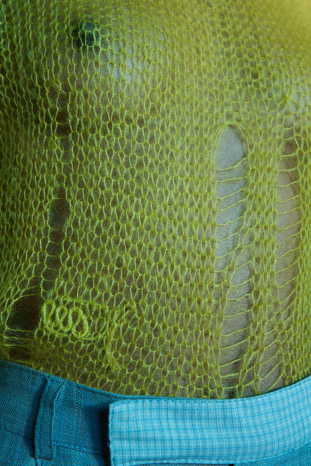 Chartruese Artisanal Silk Mohair Turtleneck Top