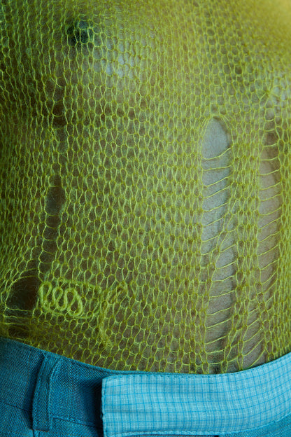 Chartruese Artisanal Silk Mohair Turtleneck Top