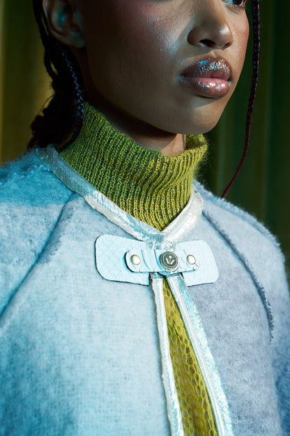Grey on Grey Cocoon Jacket in Boiled Wool