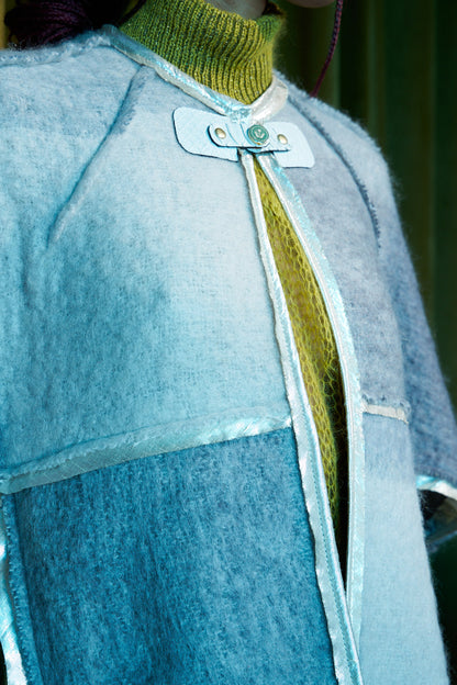 Grey on Grey Cocoon Jacket in Boiled Wool