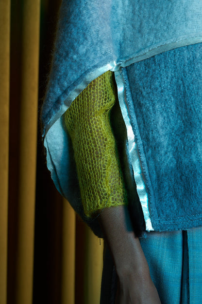Grey on Grey Cocoon Jacket in Boiled Wool