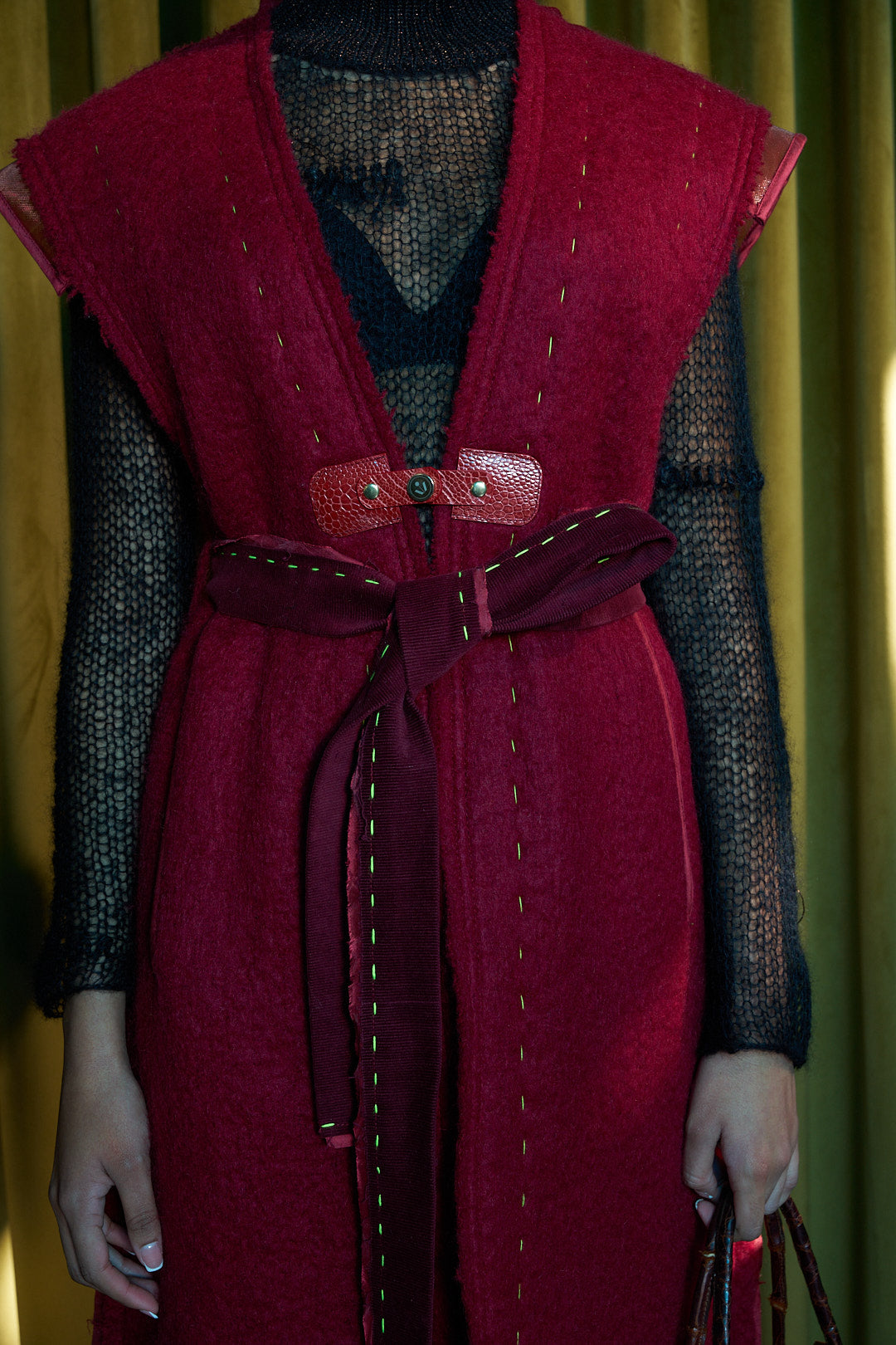 Redeye Long V-Neck Gilet in Boiled Wool