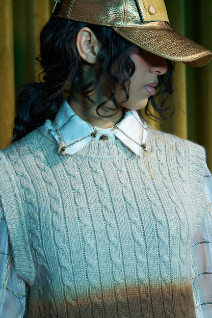 Affogato Cable Knit Vest in Alpaca Merino Blend