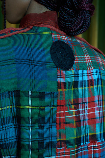 The Pied Piper Patchworked Long Gilet in Wool