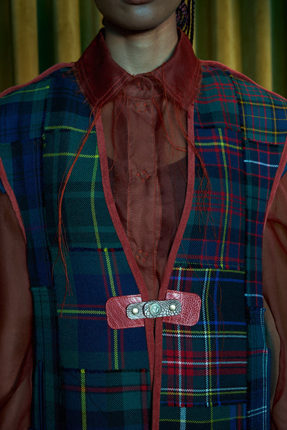 The Pied Piper Patchworked Long Gilet in Wool