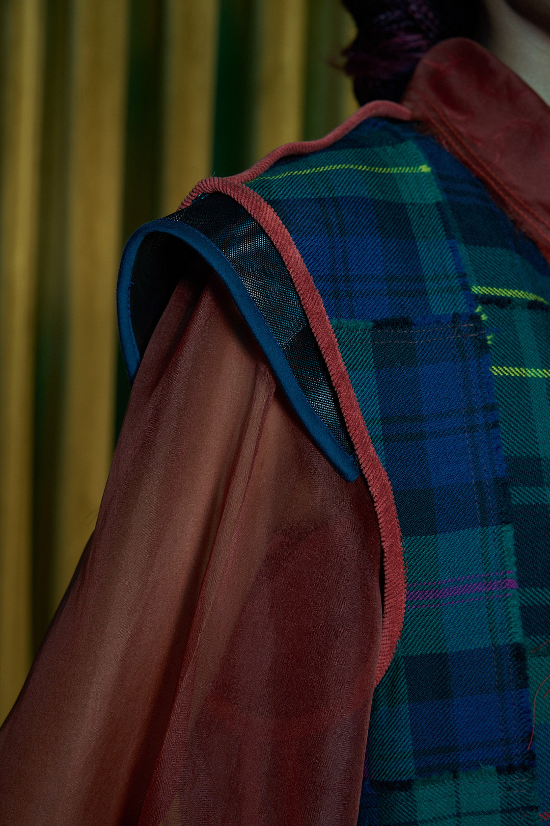 The Pied Piper Patchworked Long Gilet in Wool