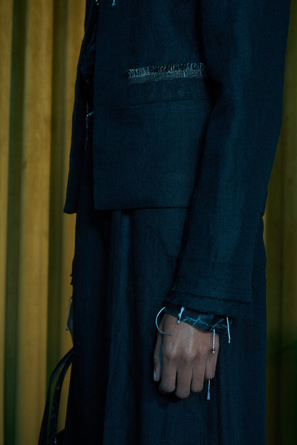 Sable Form V-Neck Jacket in Linen