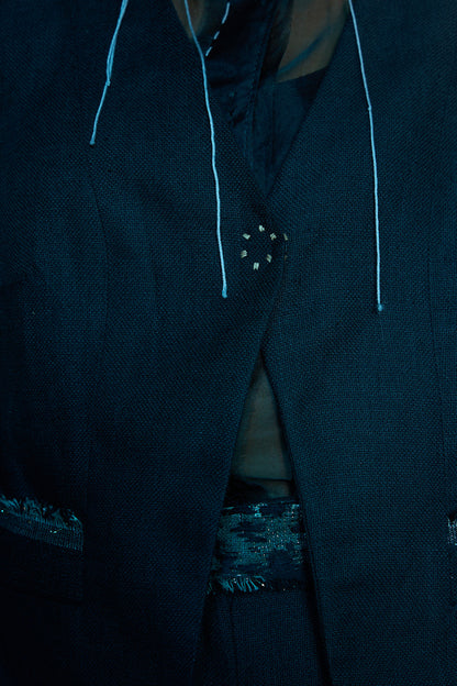 Sable Form V-Neck Jacket in Linen