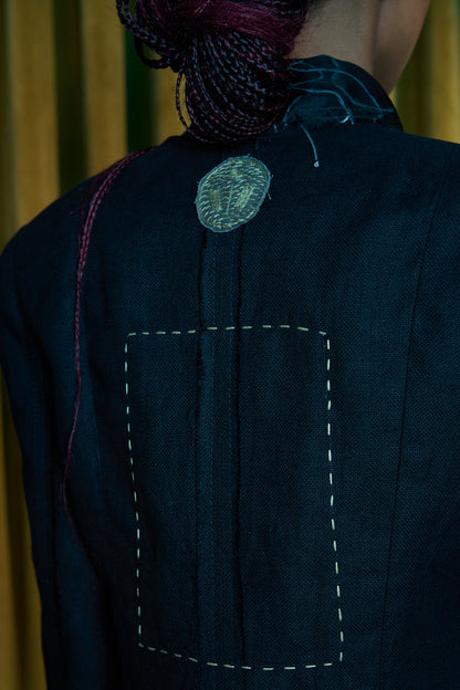 Sable Form V-Neck Jacket in Linen