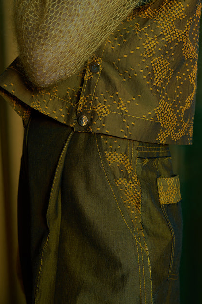 Limonite Cropped V-Neck Popper Vest