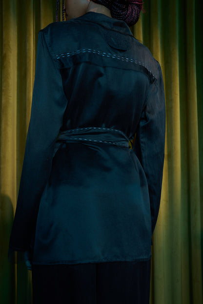 Kuroi Hana Shirt Blazer in Silk Habotai