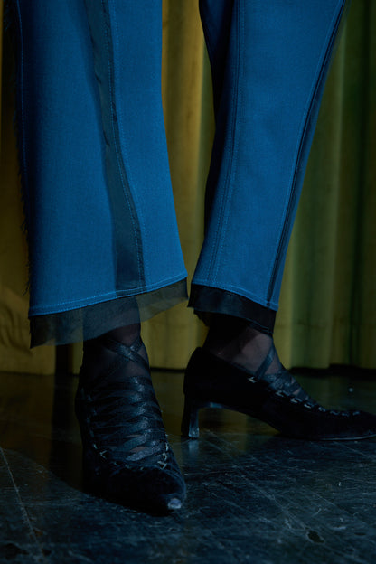 Sailor Blue Arch-Leg Pants in Wool Suiting