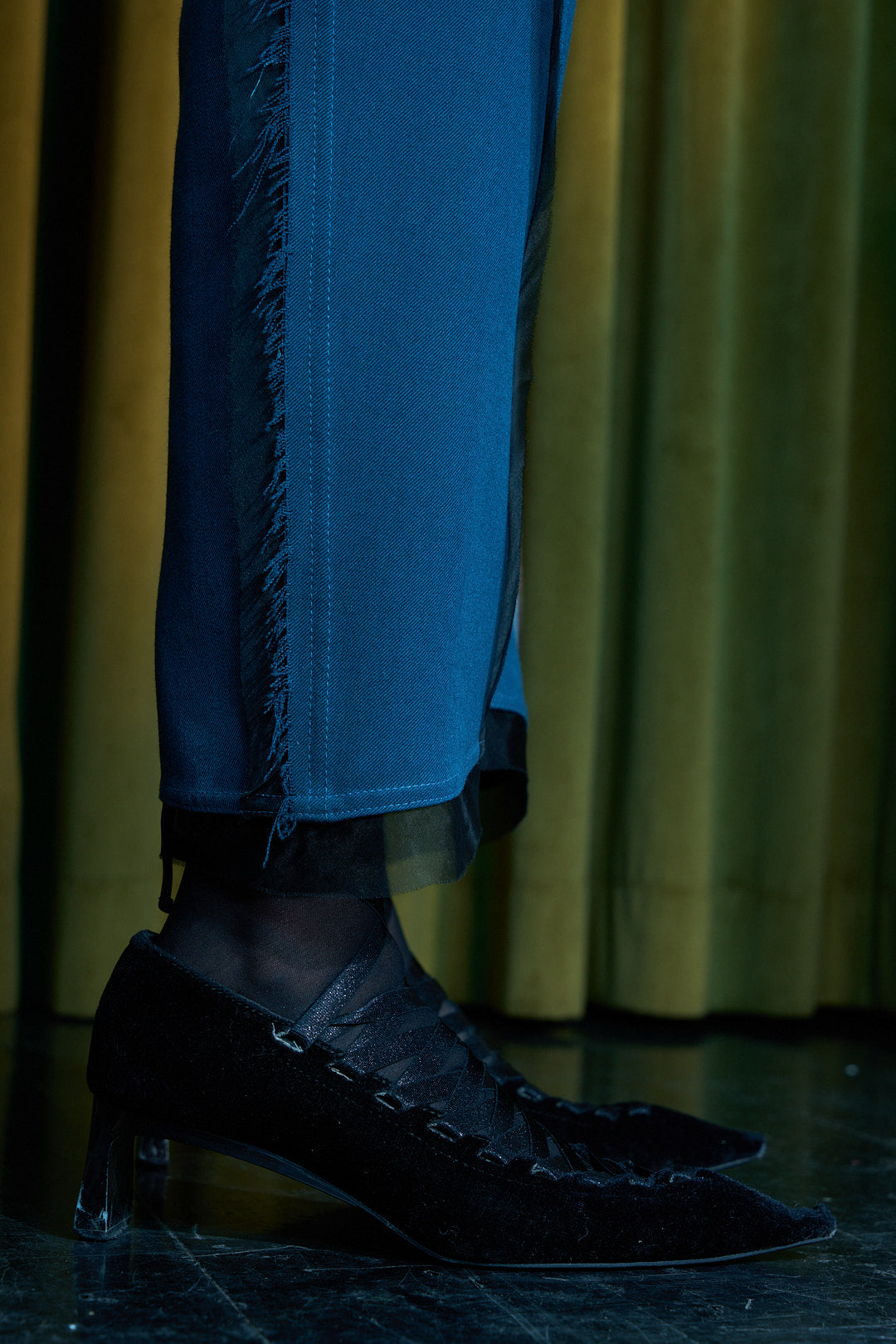 Sailor Blue Arch-Leg Pants in Wool Suiting