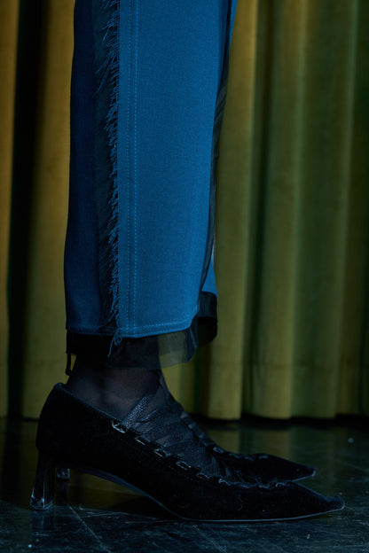 Sailor Blue Arch-Leg Pants in Wool Suiting