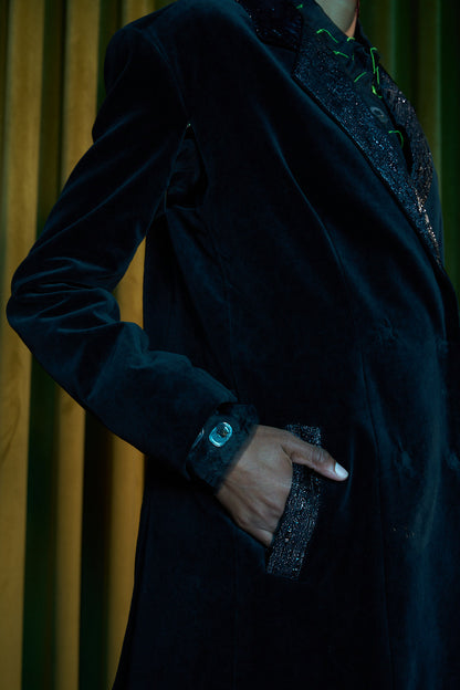Ecliptica Double Breasted Blazer in Cotton Velvet