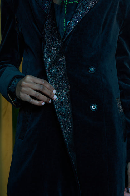 Ecliptica Double Breasted Blazer in Cotton Velvet
