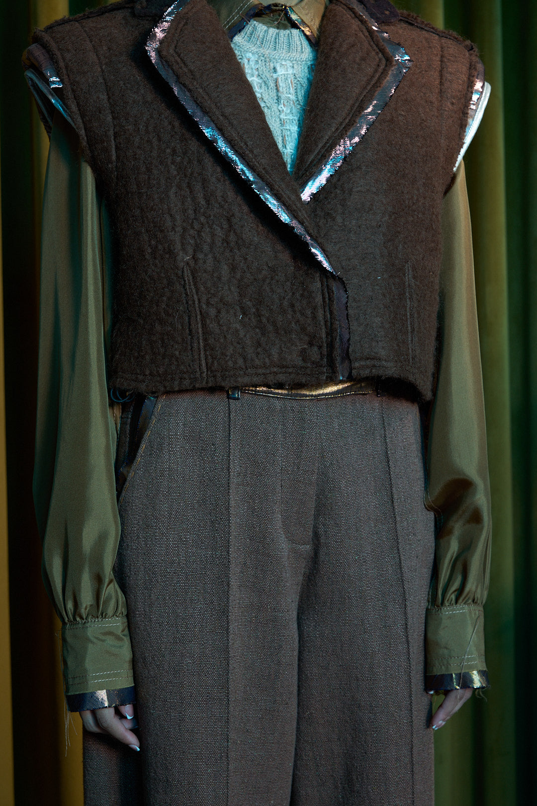 Mocha Gilet in Boiled Wool