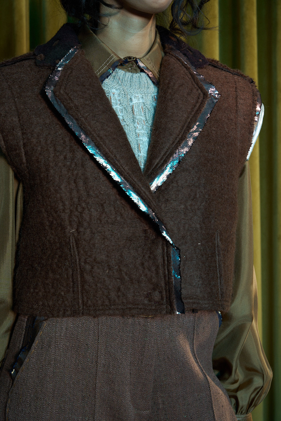 Mocha Gilet in Boiled Wool