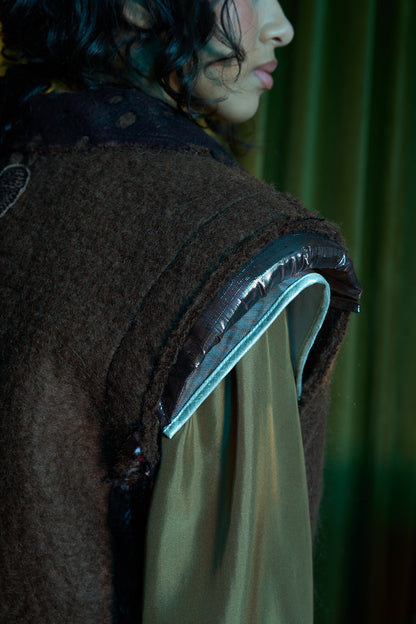 Mocha Gilet in Boiled Wool