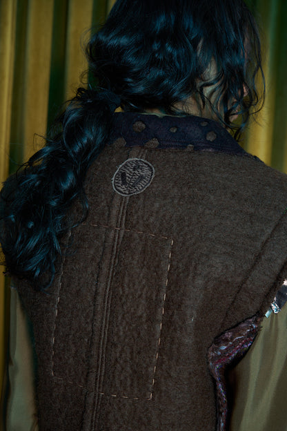 Mocha Gilet in Boiled Wool