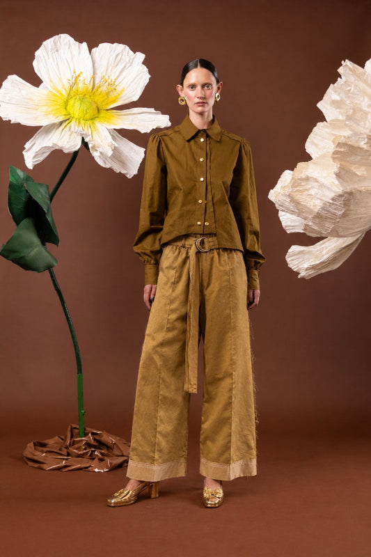 Copper Poppy Drop Crotch Pants in 100% Silk