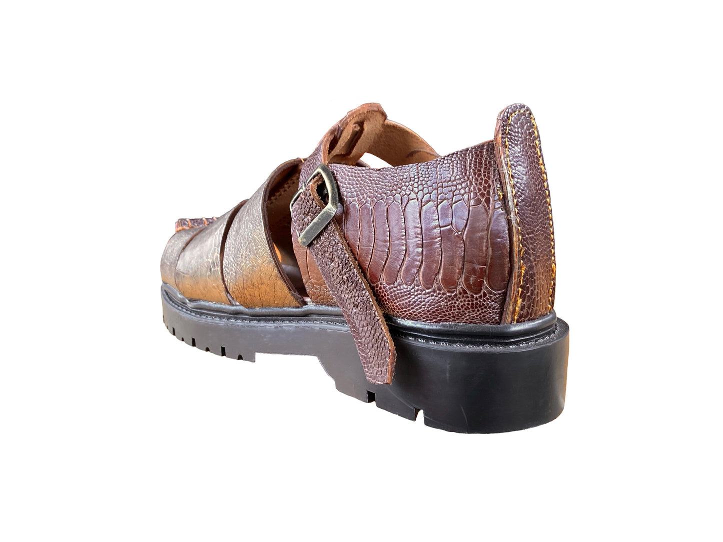Bronze Metallic Artisanal Deadstock Ostrich Shin Crafted Shoes