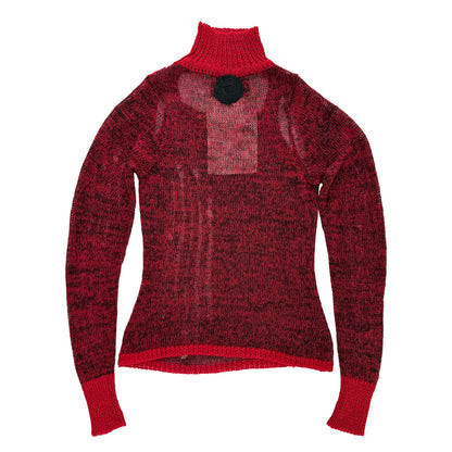 Red Wool Mohair Lurex Knitwear Racer Top