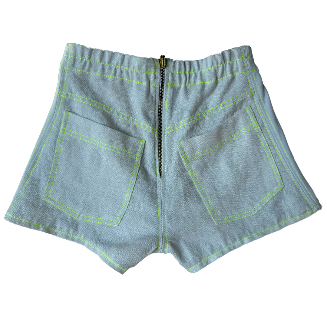 Reversible White Organic Hemp Linen Hot Pants