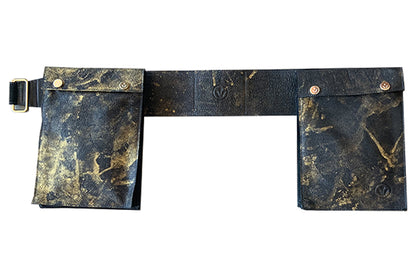 Gold Painted Leather Utility Belt Bag