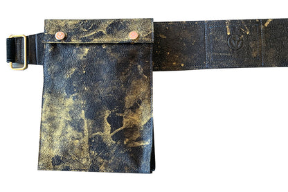 Gold Painted Leather Utility Belt Bag