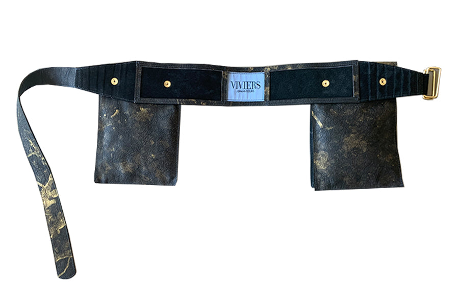 Gold Painted Leather Utility Belt