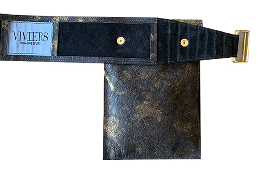 Gold Painted Leather Utility Belt