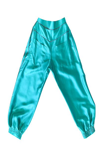 High-Waisted Deadstock Satin Boxer Pants