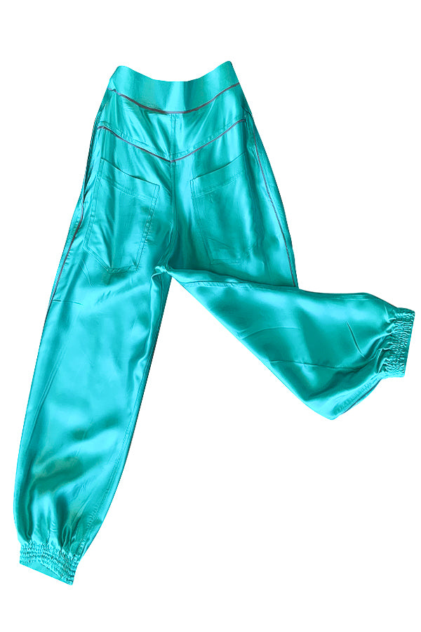 High-Waisted Deadstock Satin Boxer Pants