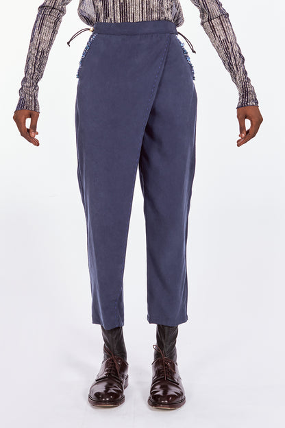 Artisanal Hand-beaded Wrap Pants