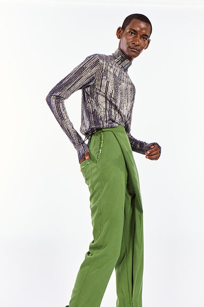 Artisanal Hand-beaded Wrap Pants