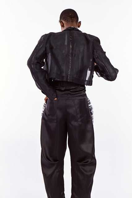 Frilled Satin Sculpted Pants