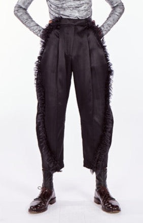 Frilled Satin Sculpted Pants