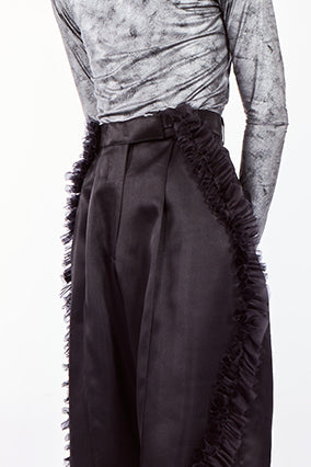 Frilled Satin Sculpted Pants