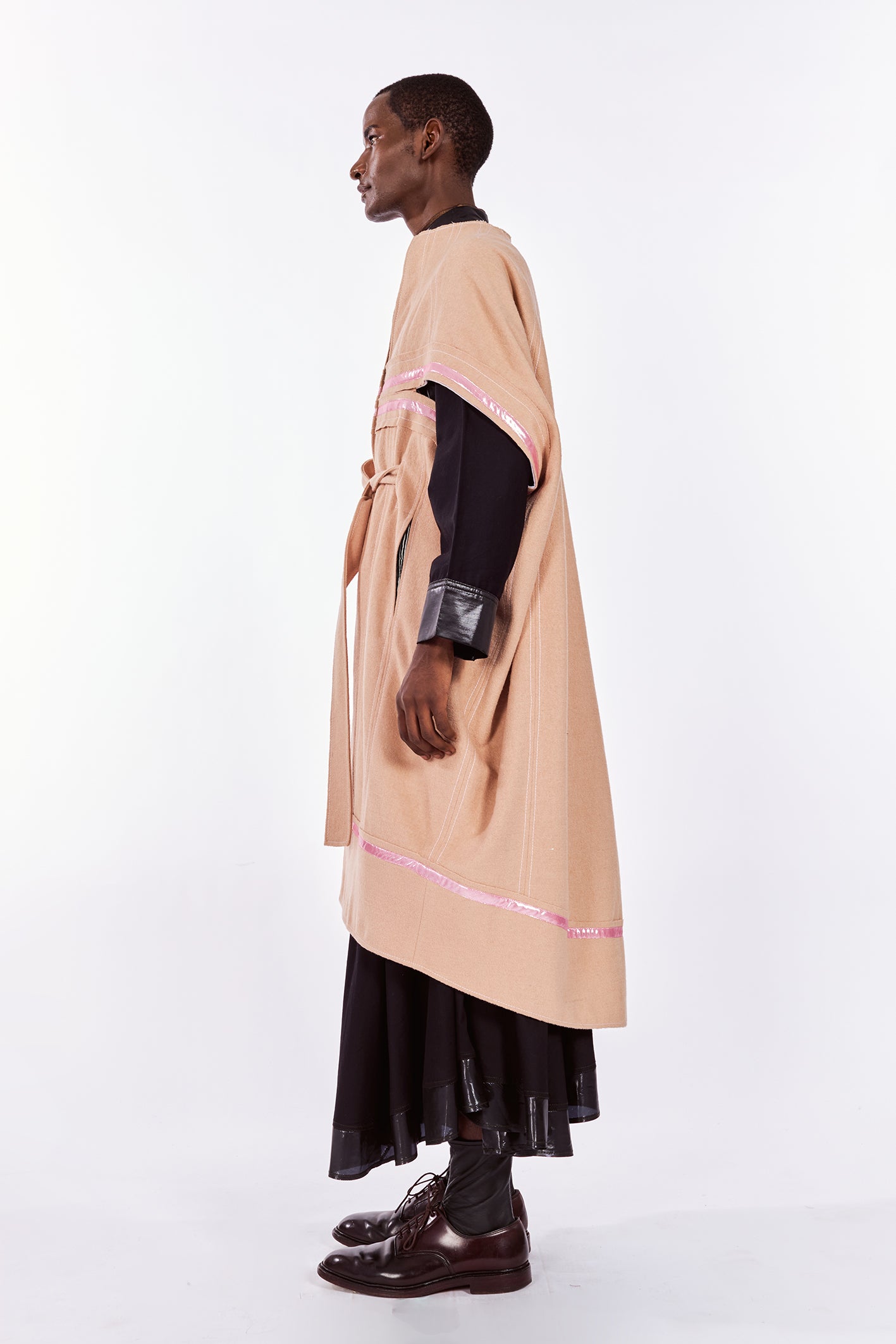 Pink Boiled-Wool Cocoon Coat