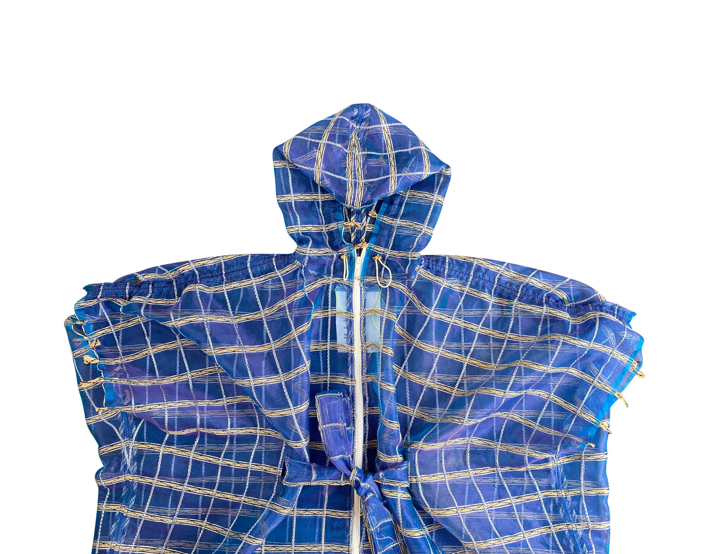 Artisanal 'Pool-net' Silk Organza with Embedded Ropes Hoodie